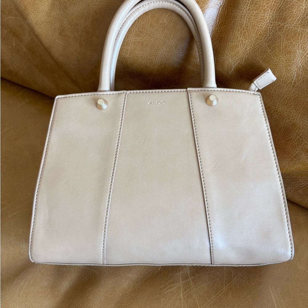 ALDO Camel Tan Leather Structured Satchel - Picture 13 of 16